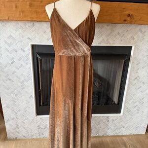 Joyfoile Taupe Velvet Maxi Dress